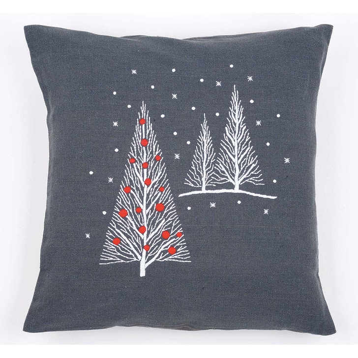Vervaco Christmas Trees Pillow Cover Stamped Embroidery Kit