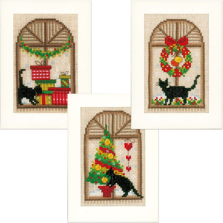 Vervaco Christmas Atmosphere Greeting Cards Counted Cross-Stitch Kit