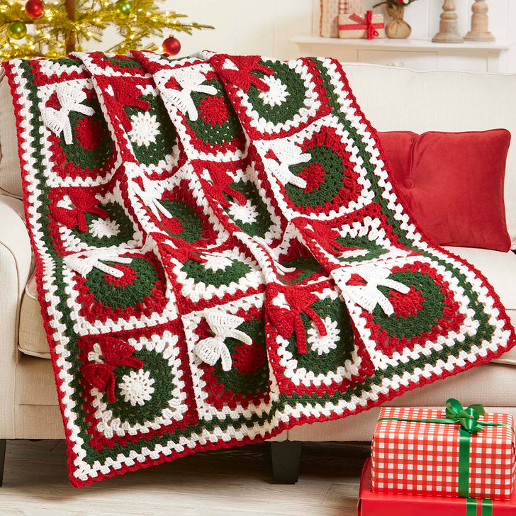 Herrschners Holiday Wreaths Afghan Crochet Kit