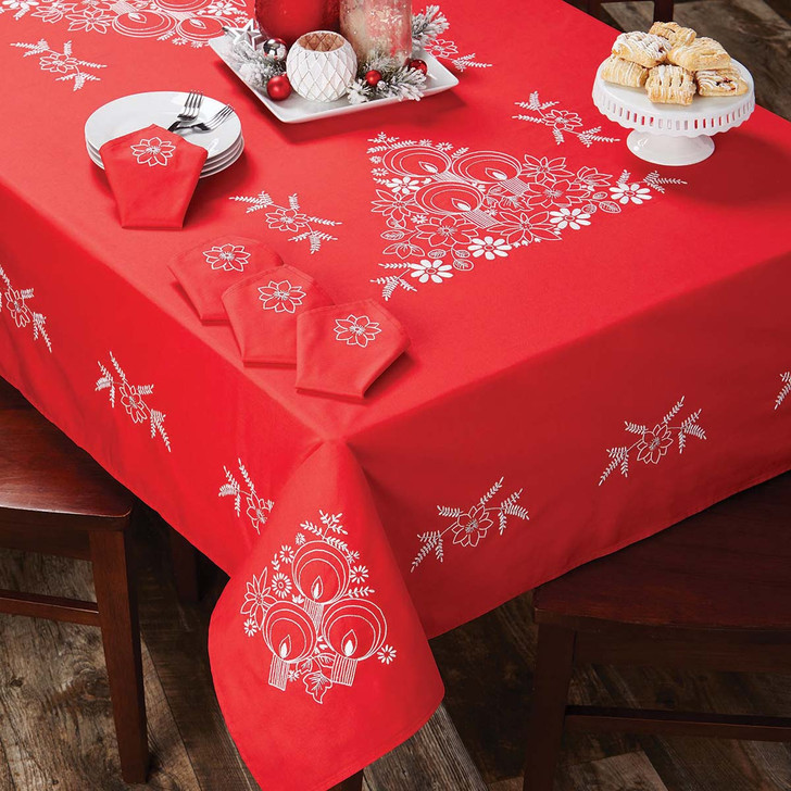 Nob Hill Holiday Glow Tablecloths Stamped Embroidery