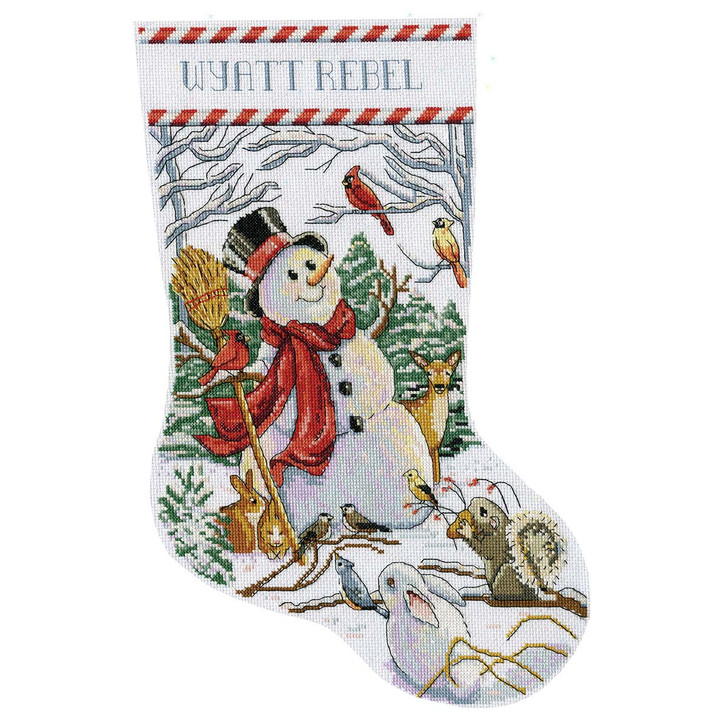 Design Works The Woodland Snowman Stocking Counted Cross-Stitch Kit