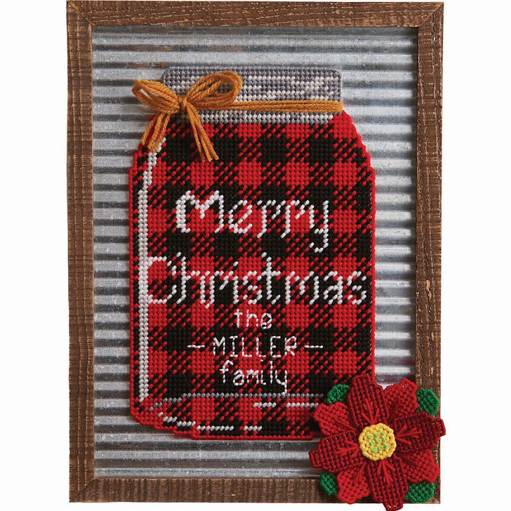 Herrschners Buffalo Mason Jar Wall Hanging Plastic Canvas Kit