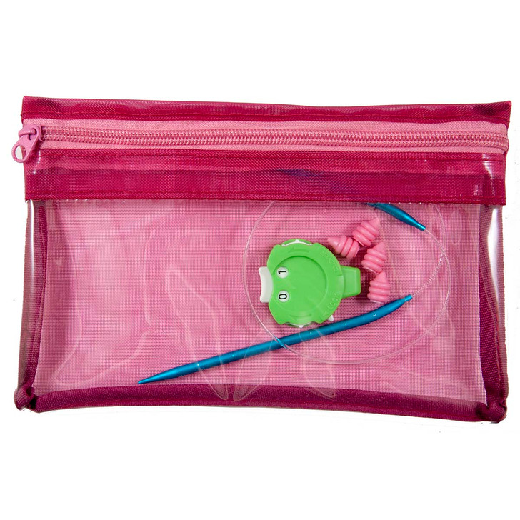 Medium Mesh Clear Zipper Pouch (Berry) Accessory