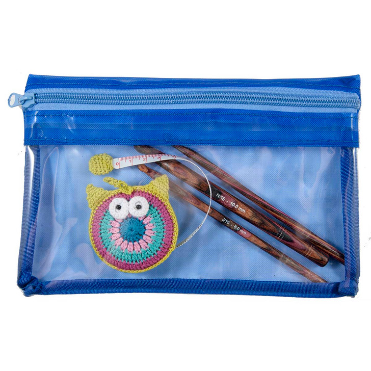 Medium Mesh Clear Zipper Pouch (Blue) Accessory