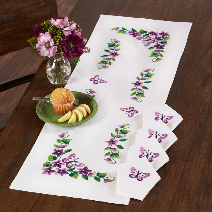 Lilac Butterflies Napkins Thread Kit