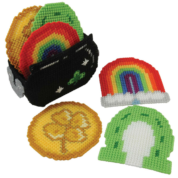 Herrschners Lucky Pot of Gold Coasters Plastic Canvas Kit