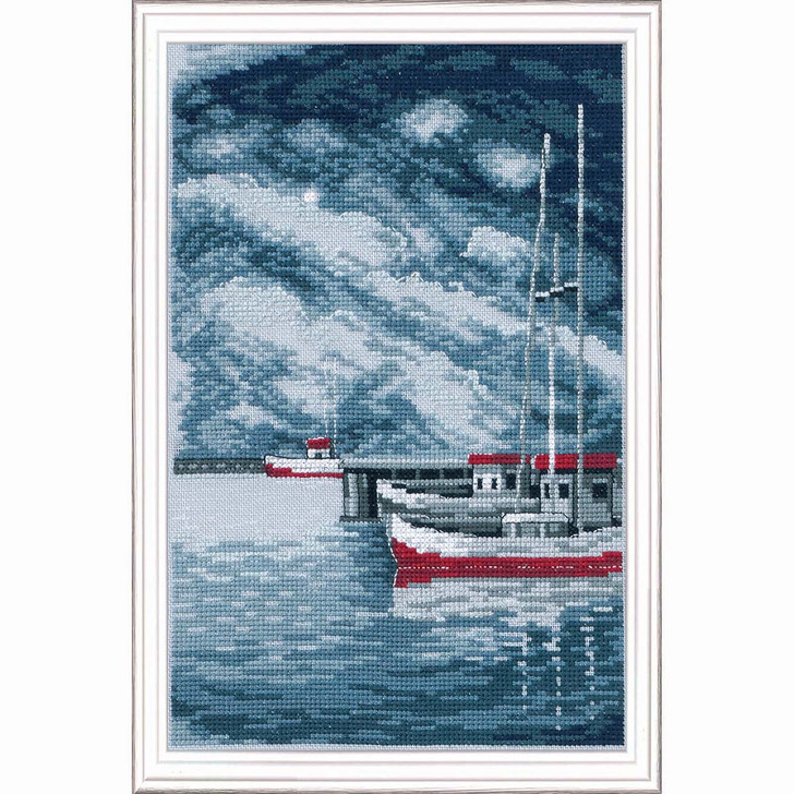 Permin Pier & Boats Kit & Frame Counted Cross-Stitch