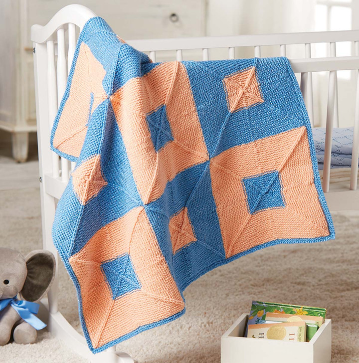 Herrschners Square on Square Baby Blanket Knit Kit