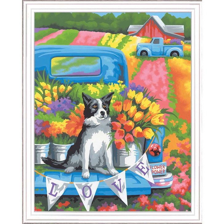 Paintworks Flower Power Dog Kit & Frame Paint by Number Kit