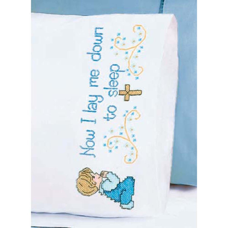 Herrschners Now I Lay Me Down Boy's Pillowcase Stamped Cross-Stitch Kit