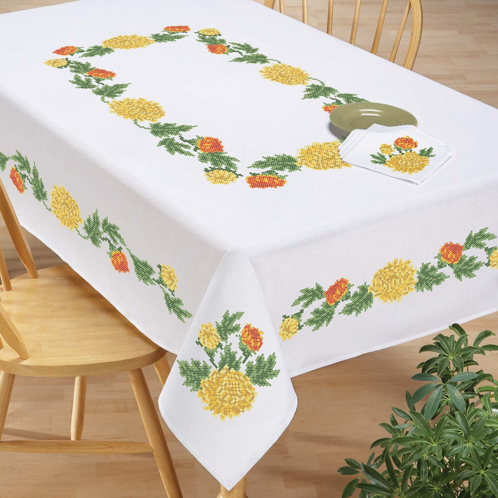 Chrysanthemums Tablecloth Thread Kit