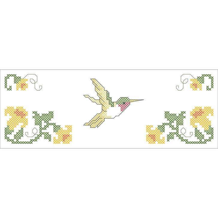 Herrschners Glorious Hummingbird Dresser Scarf Stamped Cross-Stitch