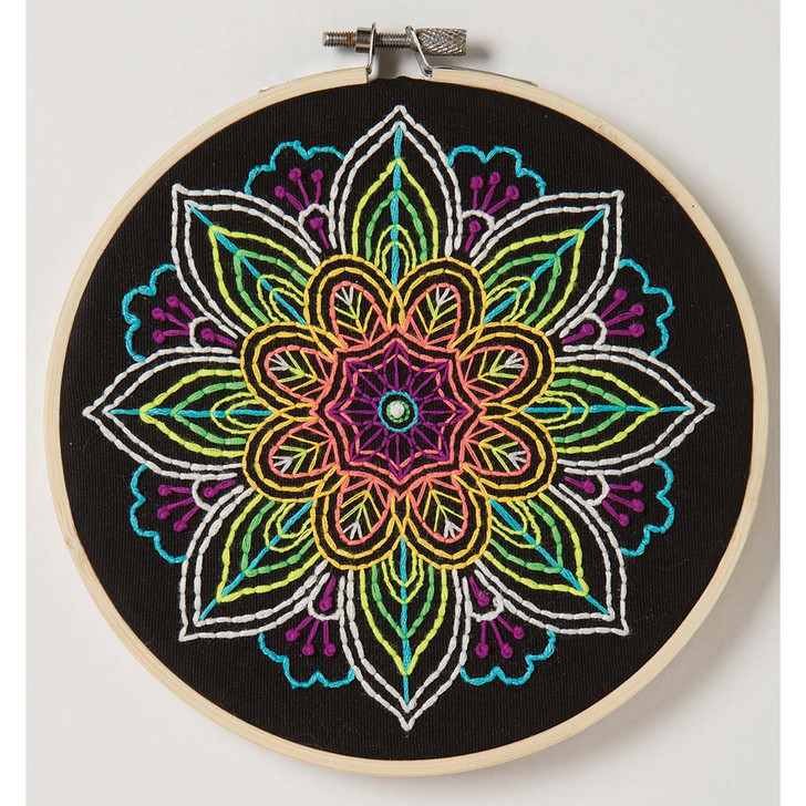 Leisure Arts Mini Maker Neon Mandala Stamped Embroidery Kit
