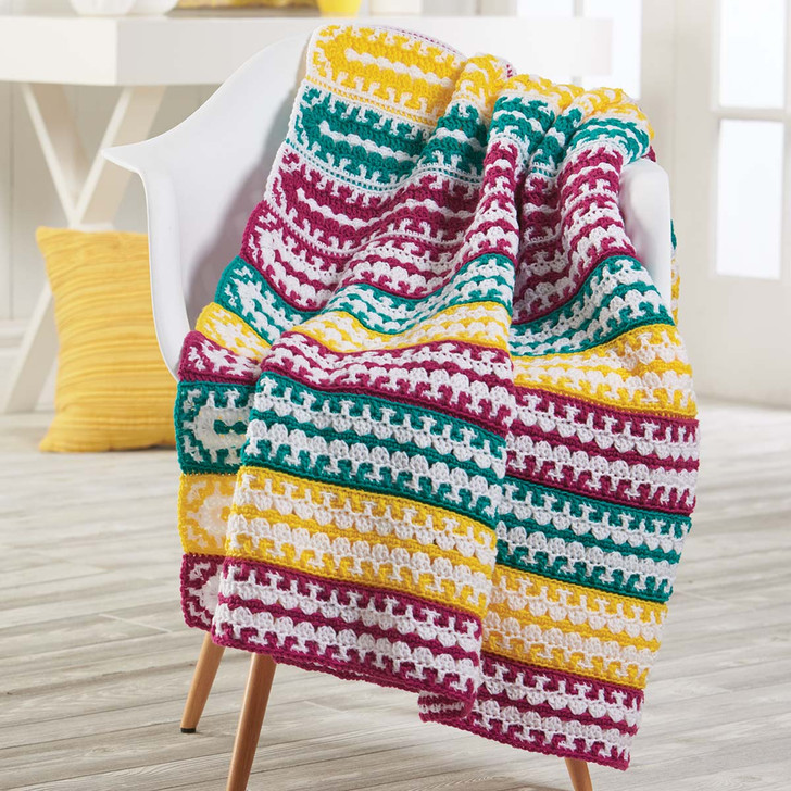 Herrschners Rainbow Ribbons Afghan Crochet Kit