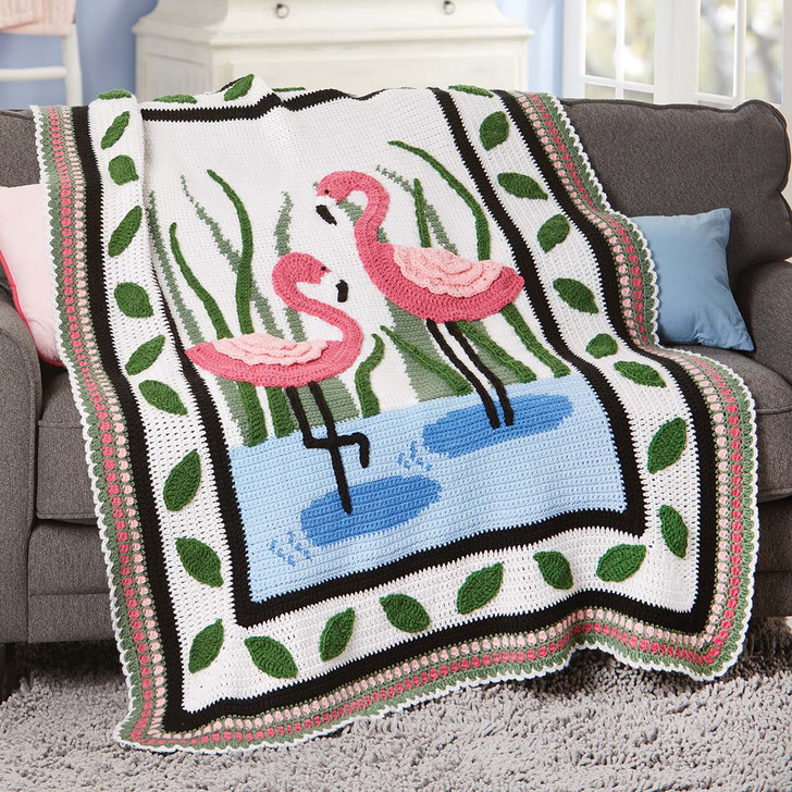 Herrschners Flamingos Afghan Crochet Kit