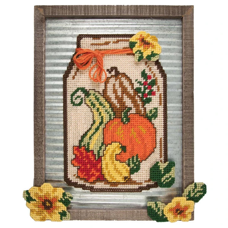 Herrschners Harvest Moon Jar Wall Hanging Plastic Canvas Kit