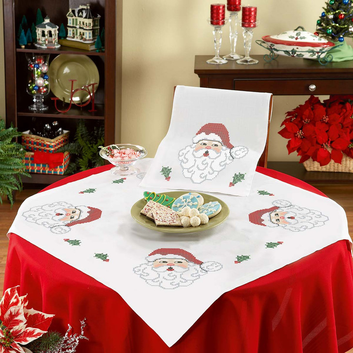 Herrschners Santa Clause Table Topper & Runner Thread Kit