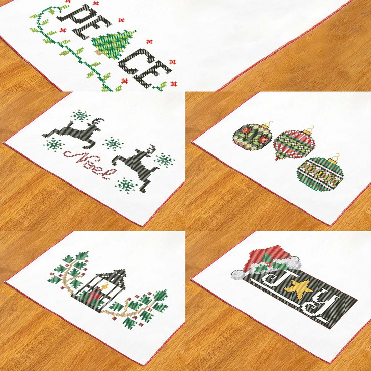 Herrschners Bold Christmas Table Runners Stamped Cross-Stitch