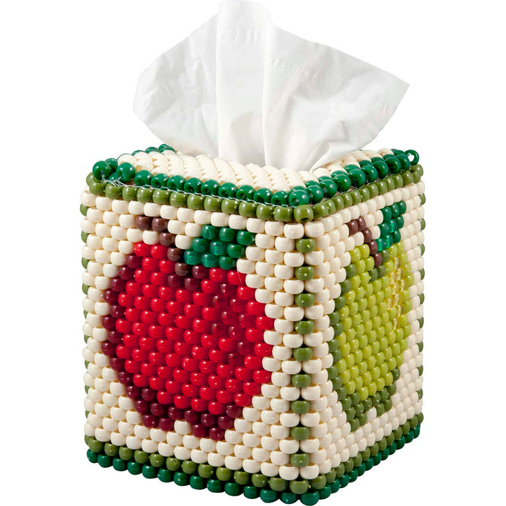 Herrschners Colorful Apples Tissue Box Cover Pony Bead Kit