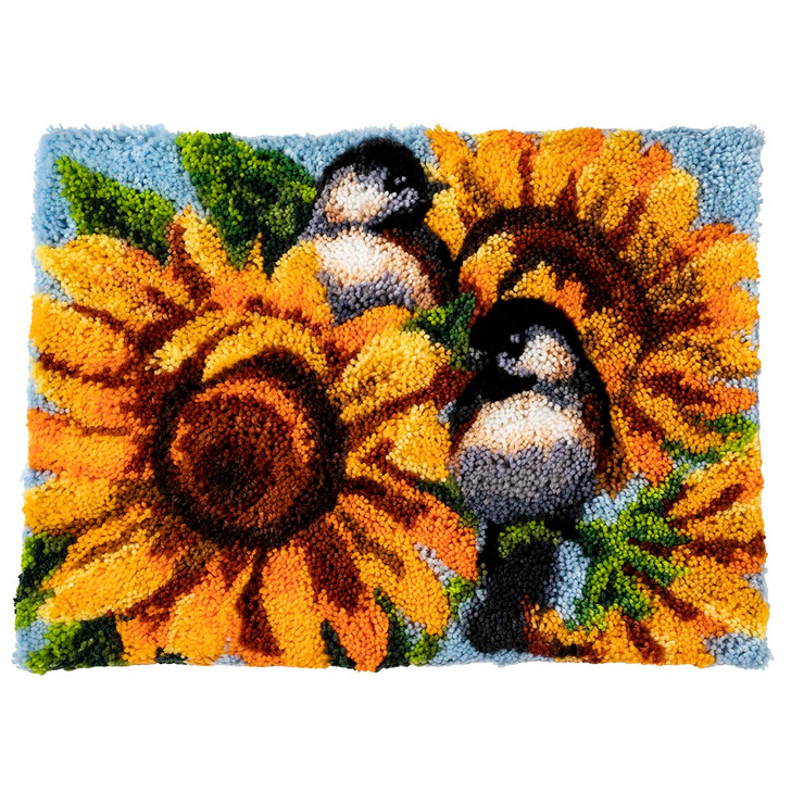 Herrschners Sunflower Chickadees Latch Hook Kit