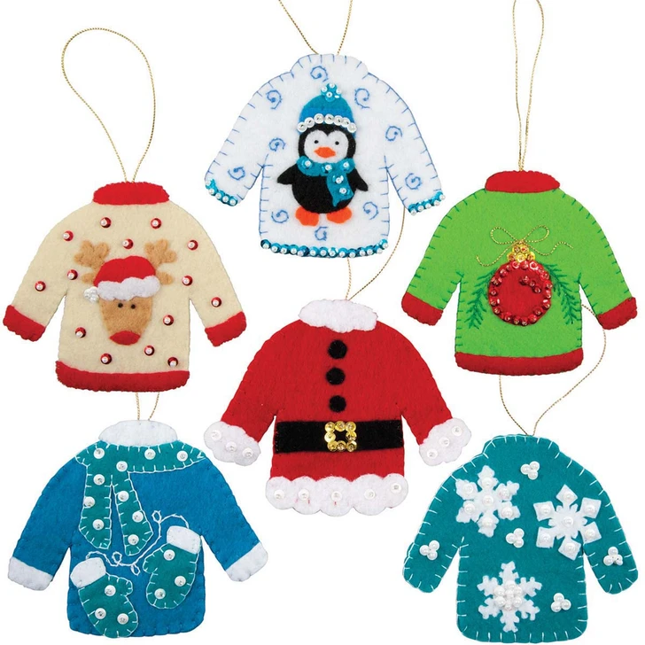 Herrschners Holiday Sweaters II Felt & Sequin Kit