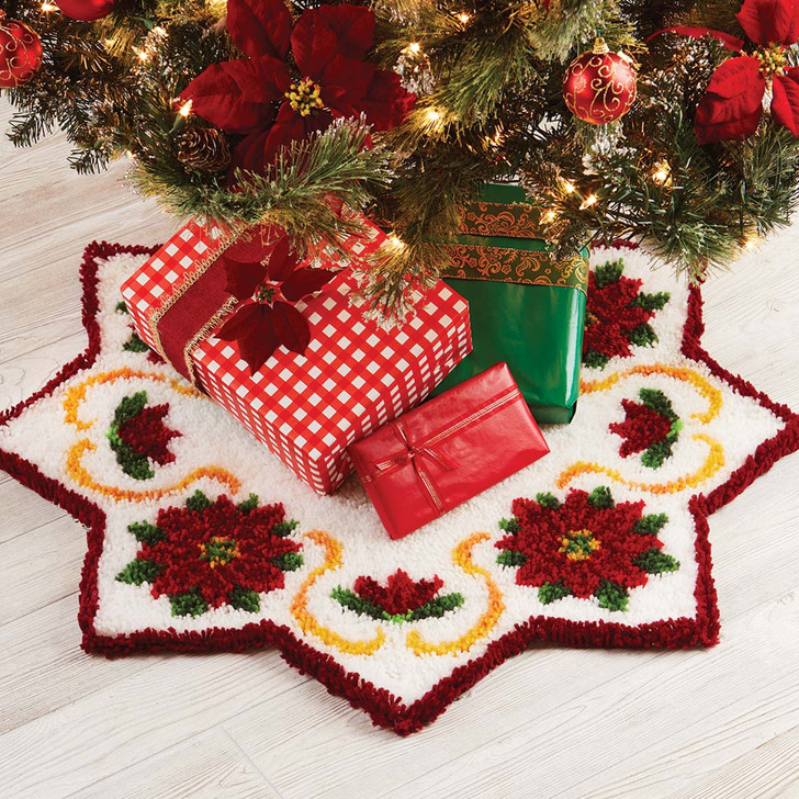 Herrschners Poinsettia Star Tree Skirt Latch Hook Kit