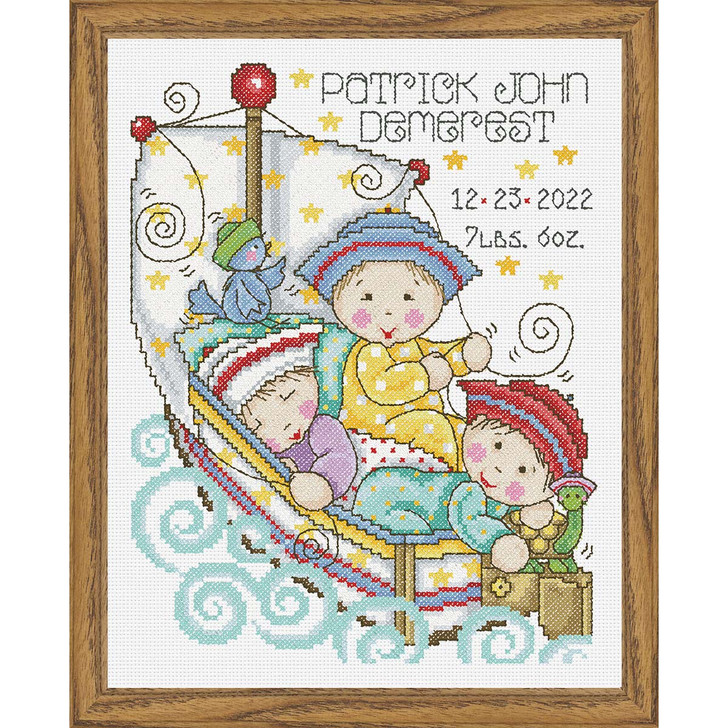 Herrschners Sailing to Dreamland Birth Record Counted Cross-Stitch Kit