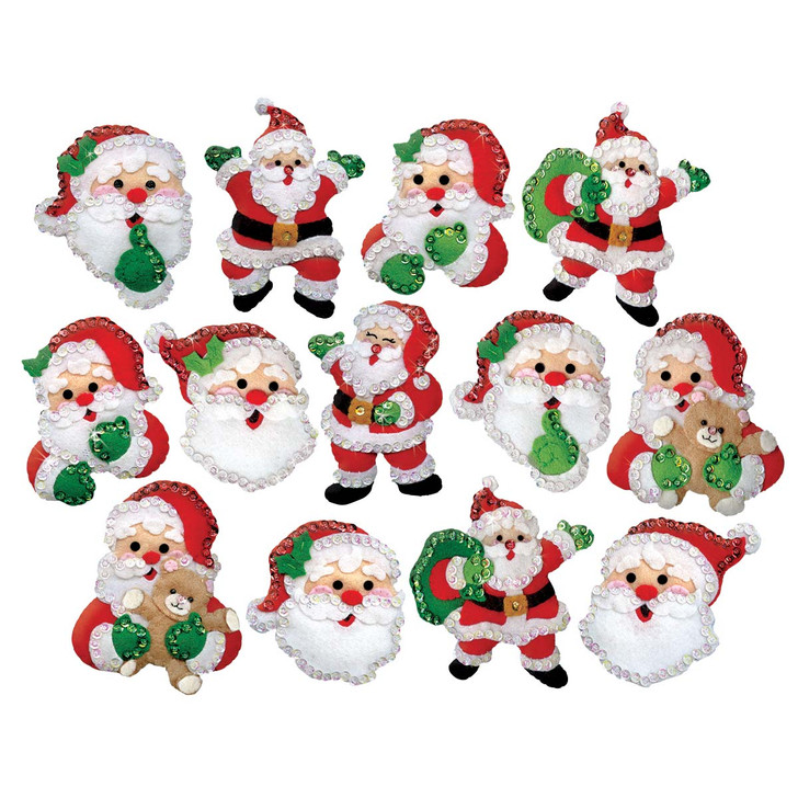 Design Works Joyful Santa Ornament Felt & Sequin Kit