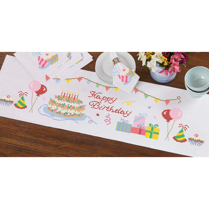 Happy Birthday Table Runner Thread Kit