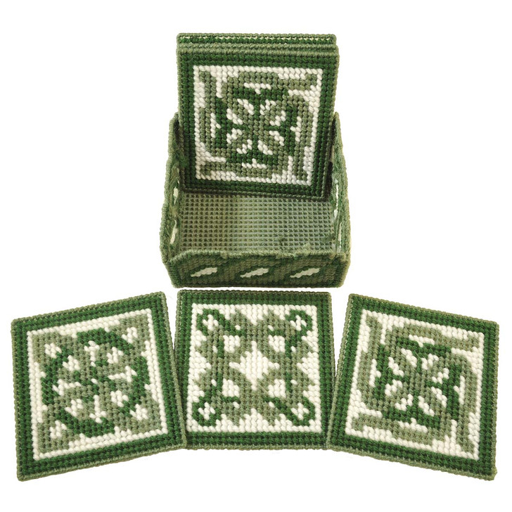 Herrschners Celtic Knot Coasters with Holder Plastic Canvas Kit