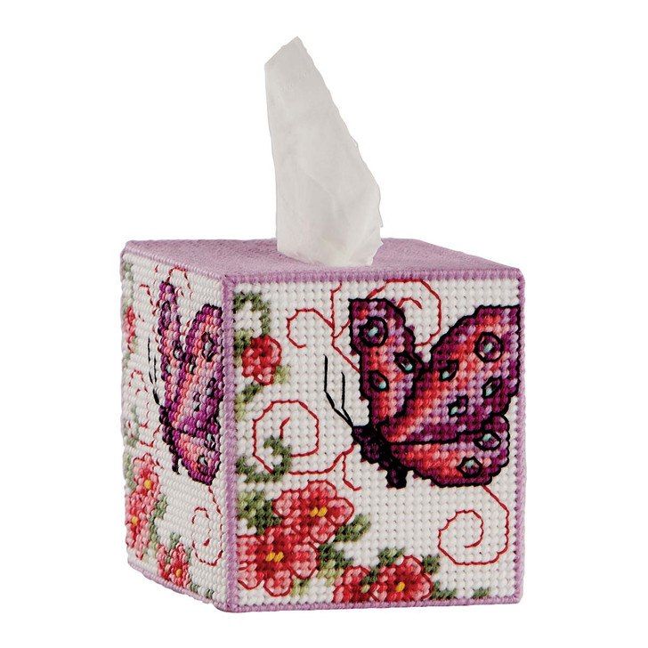 Herrschners Butterfly Flutter Tissue Box Plastic Canvas Kit