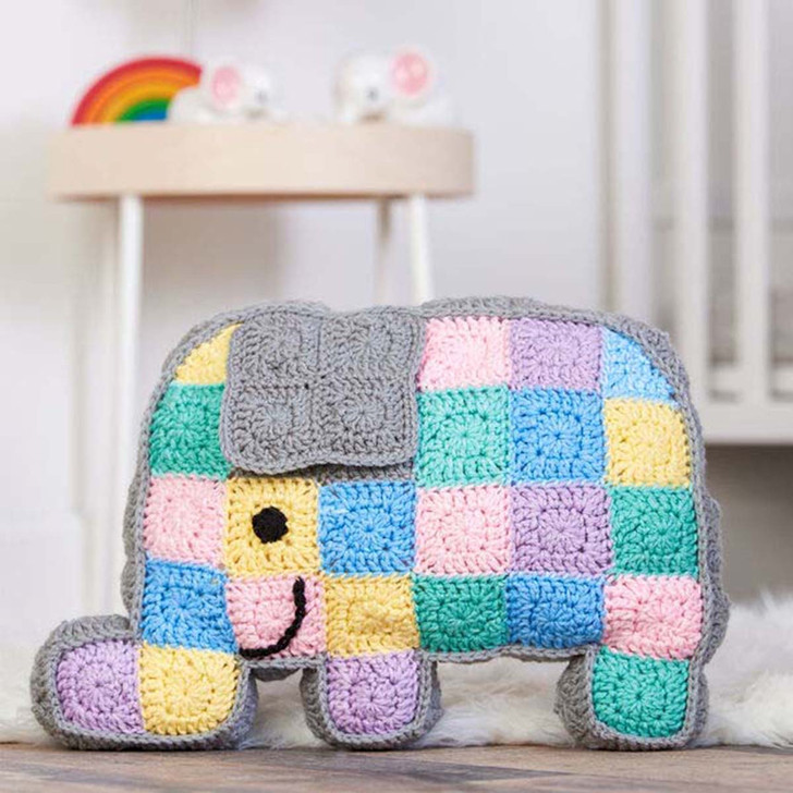 Red Heart Crochet Patchwork Elephant Pillow Pattern Free Download
