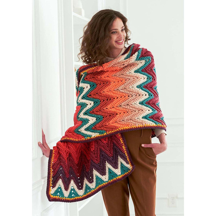 Caron Zigzag Time in Crochet Shawl Pattern Free Download