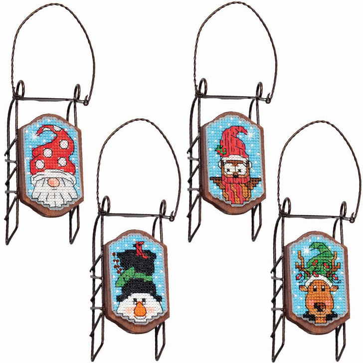 Herrschners Whimsical Winter Sled Ornaments Counted Cross-Stitch Kit