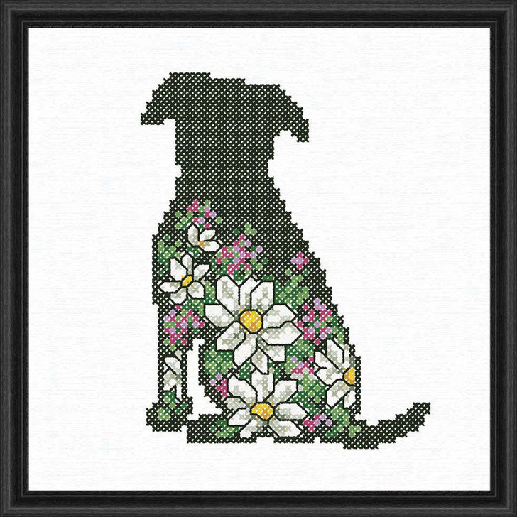 Herrschners Floral Silhouette Dog 6-Ct. Stamped Cross-Stitch Kit