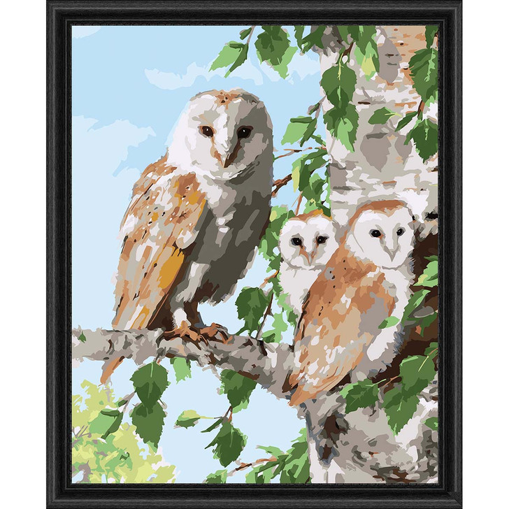 Herrschners Barn Owl Family Paint by Number Kit