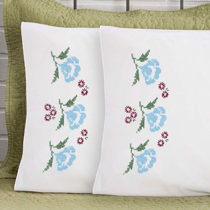 Herrschners Winona Pillowcase Pair Stamped Embroidery