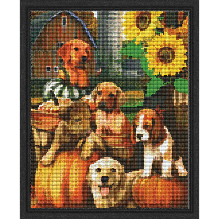 PixelHobby Autumn Puppies Kit & Frame Mosaic Art Kit