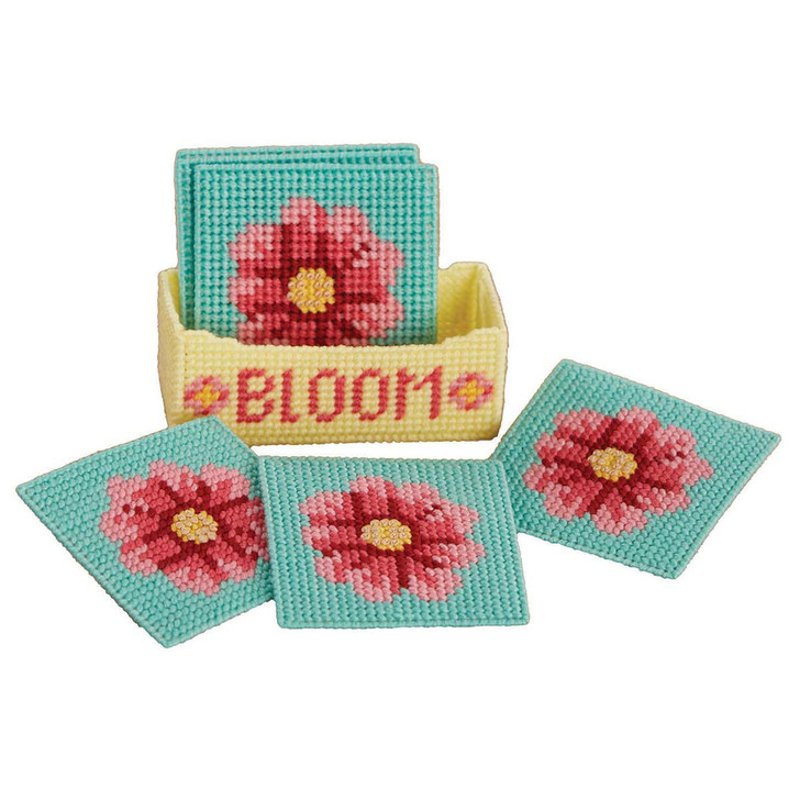 Herrschners Bloom Love Coasters Plastic Canvas Kit