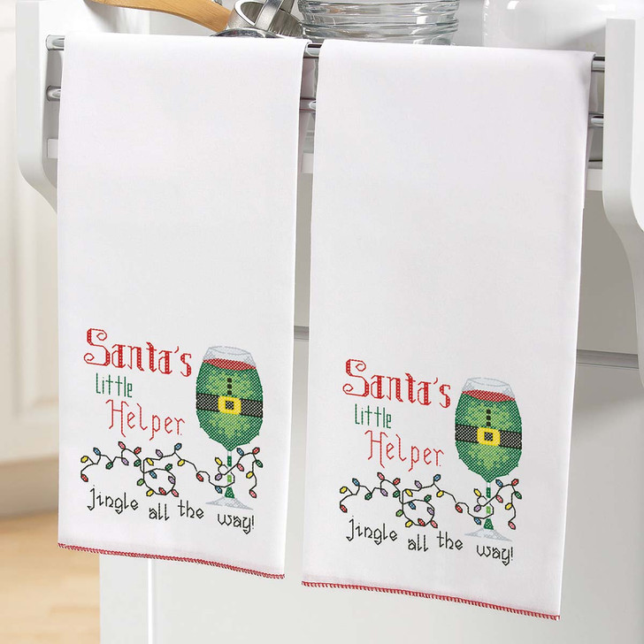 Christmas Wine Towel Pair Thread Kit