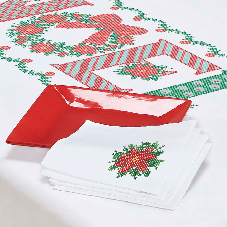 Herrschners Noel Napkins Stamped Cross-Stitch