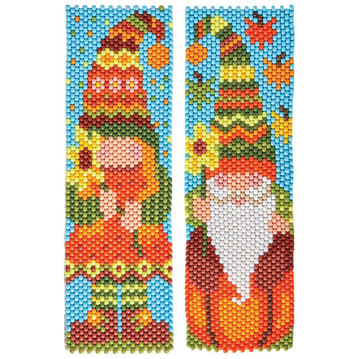 Herrschners Pumpkin & Sunflower Gnome, Set of 2 Pony Bead Kit