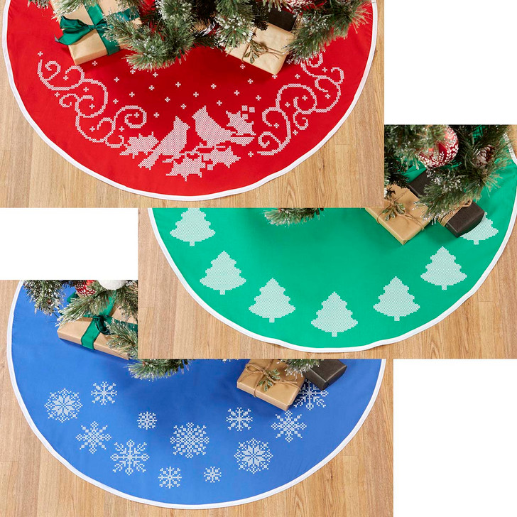 Herrschners Colored Fabric Tree Skirts Set