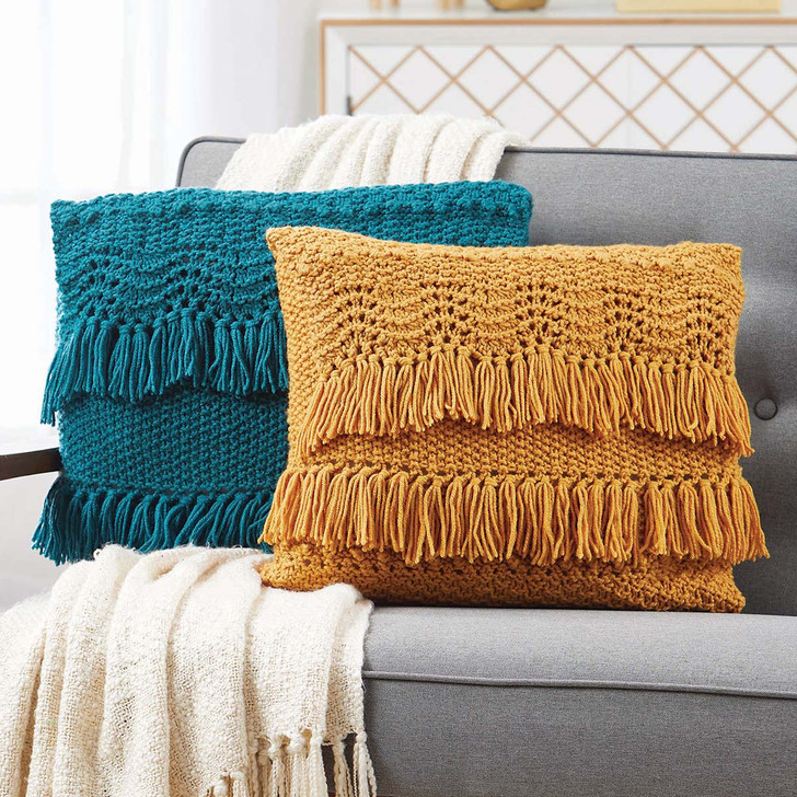 Herrschners Tova Fringed Pillows Knit Kit