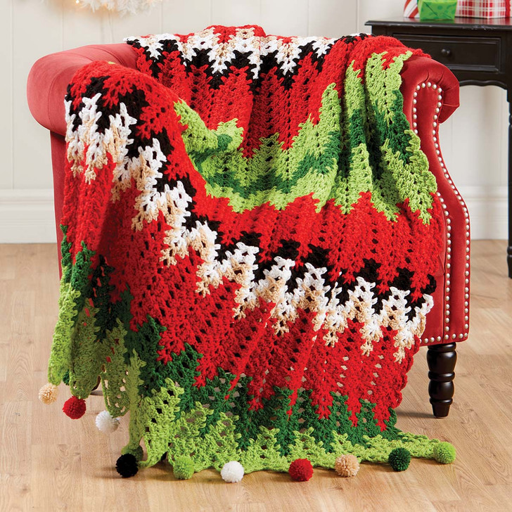 Herrschners Merry & Bright Ripple Afghan Crochet Kit