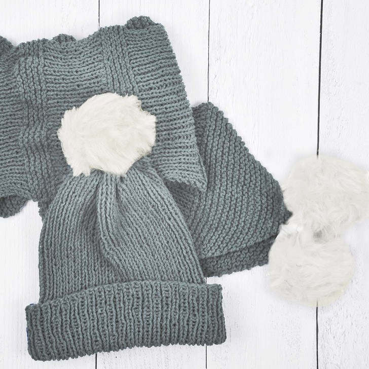 Herrschners Put a Pom On It Hat & Scarf Knit Kit