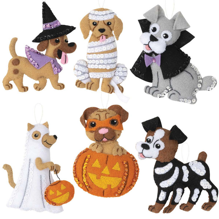 Bucilla Trick or Treat Puppies Felt & Sequin Kit