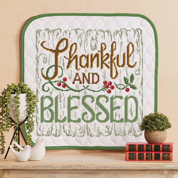 Herrschners Thankful & Blessed Wall Hanging Stamped Cross-Stitch Kit