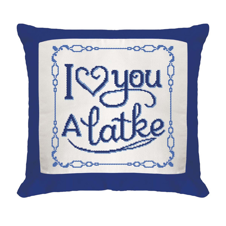 Herrschners Love You a Latke Pillow Cover Counted Cross-Stitch Kit