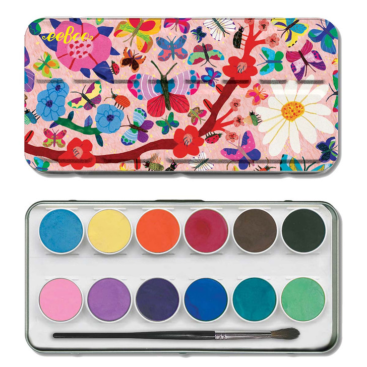 Eeboo Butterflies Watercolors Tin Paint Set